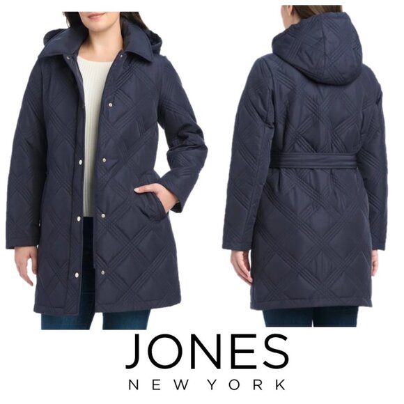 Jones New York Jackets & Blazers - NWT Jones New York Women's Belted Quilt Jacket, Blue